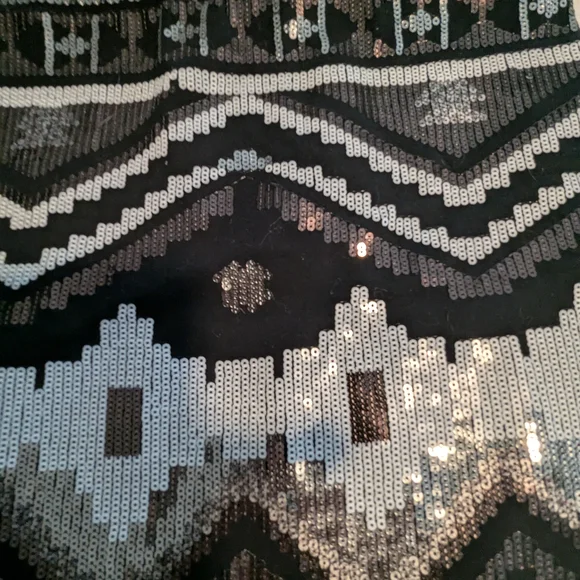 Express Black and Silver Sequin Mini Pencil Skirt - Picture 4 of 7